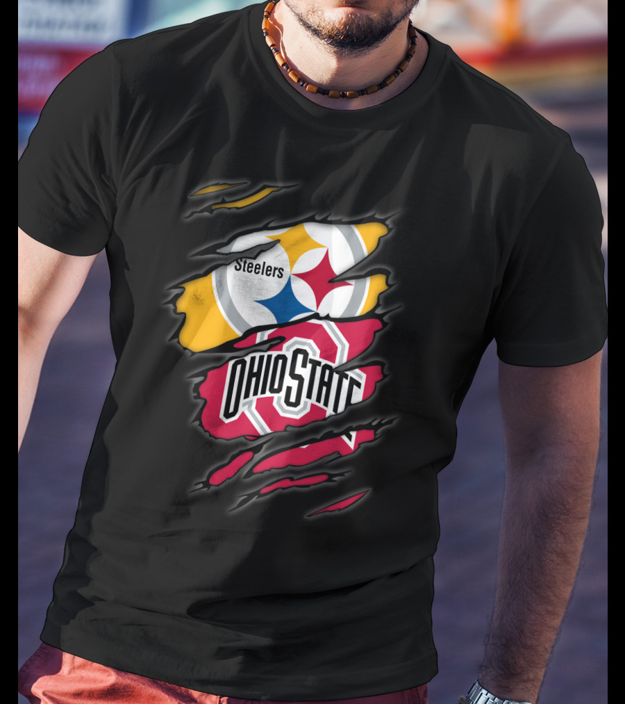Steelers And Ohio State Logo Fusion T-Shirt