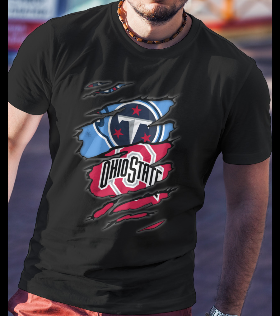 Titans Logo Ohio State Emblem Tear T-Shirt