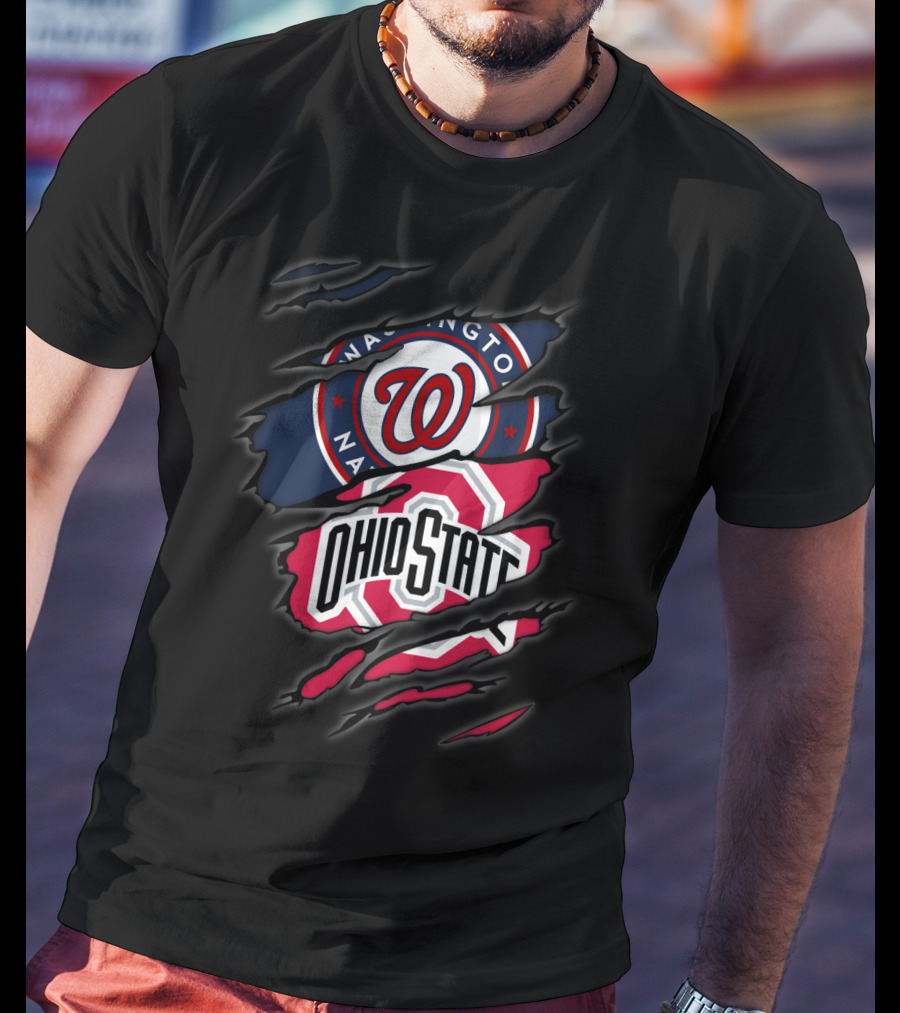 Washington Nationals Ohio State Buckeyes Logo Fusion T-Shirt