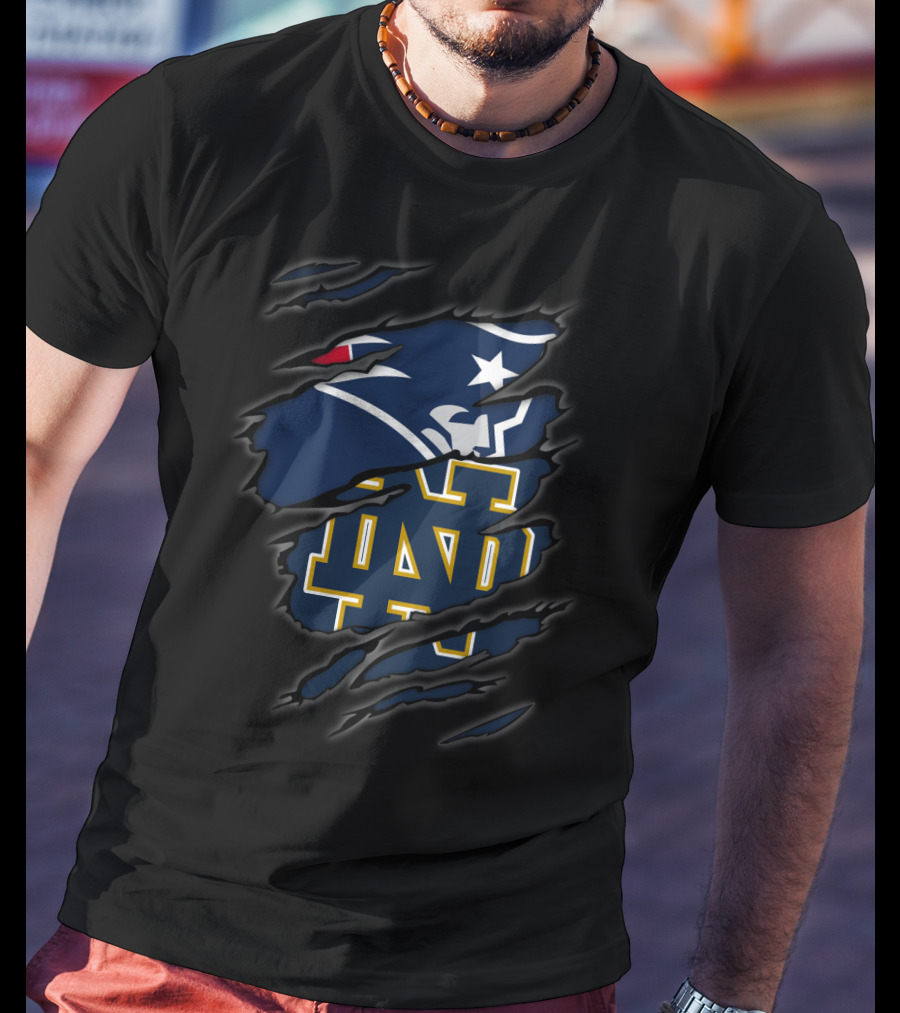 New England Patriots Notre Dame ND Logo Fusion T-Shirt
