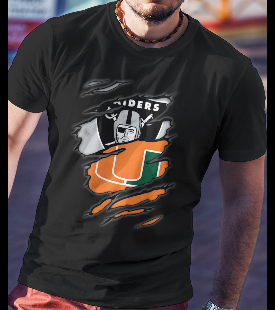 Raiders Miami Hurricanes Crossover T-Shirt