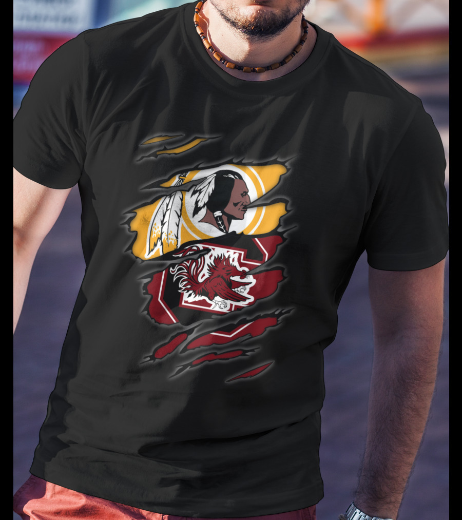 Washington Redskins South Carolina Gamecocks Collegiate Football Fan T-Shirt