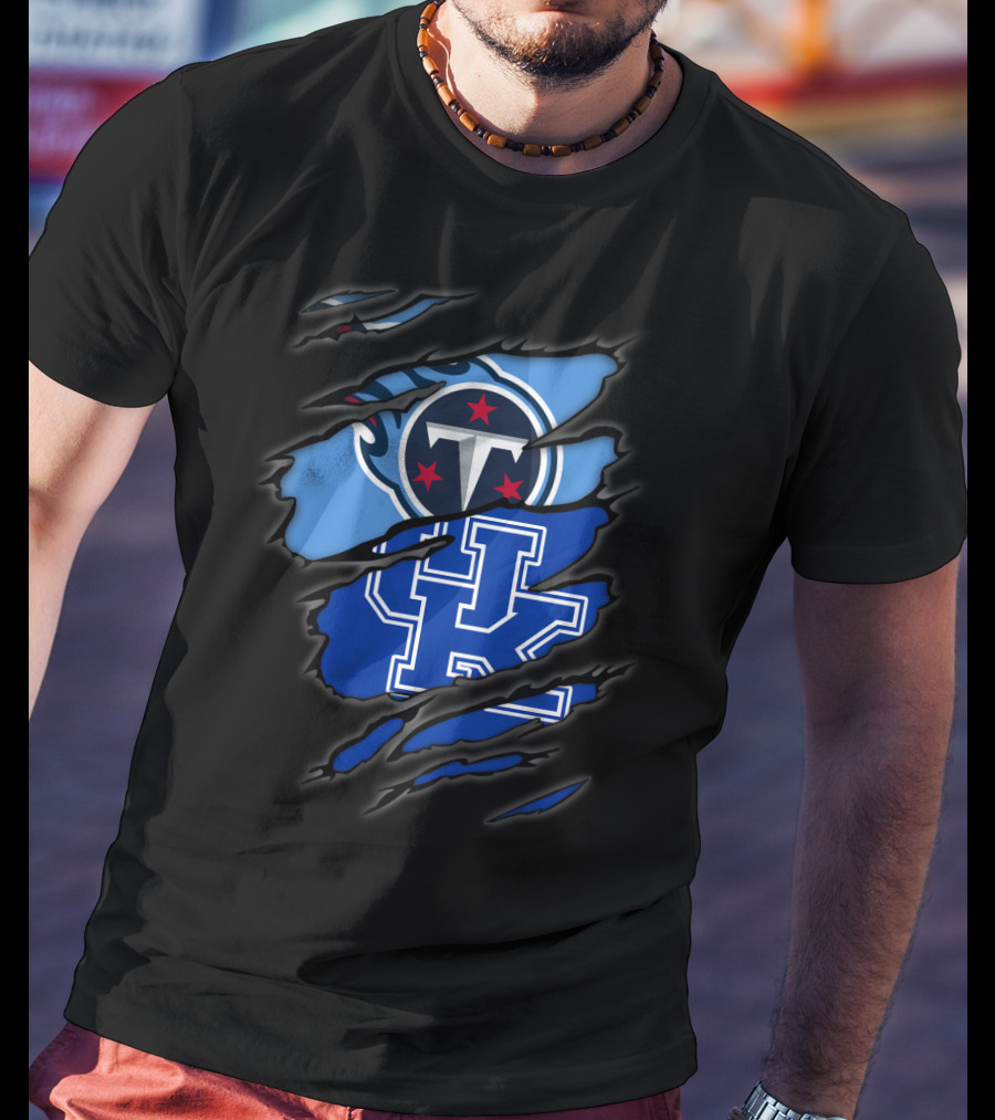 Tennessee Titans Logo With Kentucky Wildcats Emblem T-Shirt
