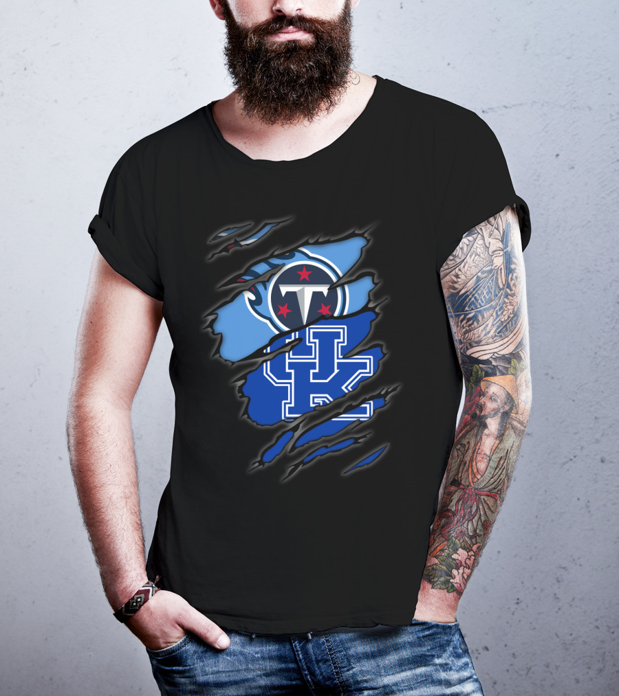 Tennessee Titans Logo With Kentucky Wildcats Emblem T-Shirt