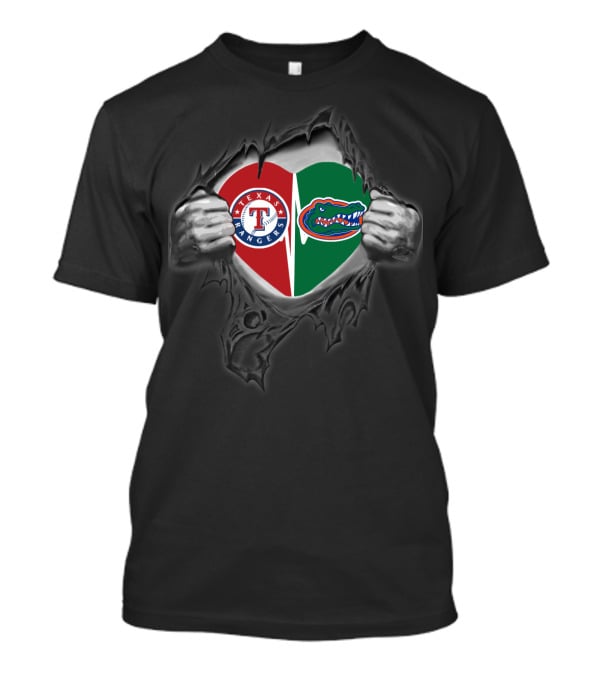 Texas Rangers Florida Gators Heart T-Shirt