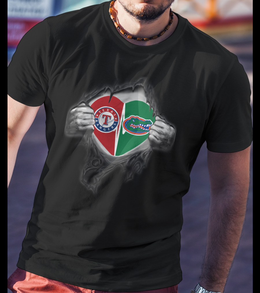 Texas Rangers Florida Gators Heart T-Shirt