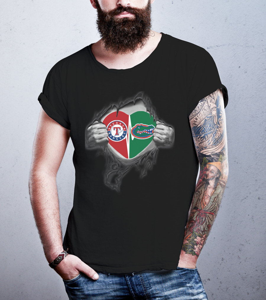 Texas Rangers Florida Gators Heart T-Shirt