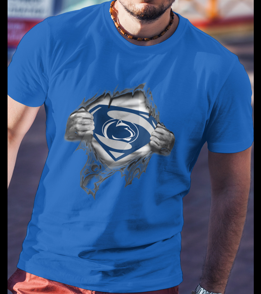 Penn State Nittany Lions Superman Logo Rip Open T-Shirt