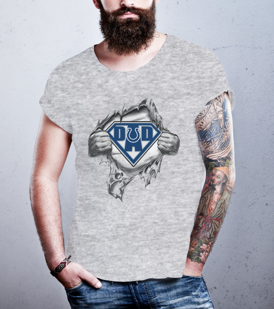 Colts Super Dad Logo Torn Metal Style T-Shirt
