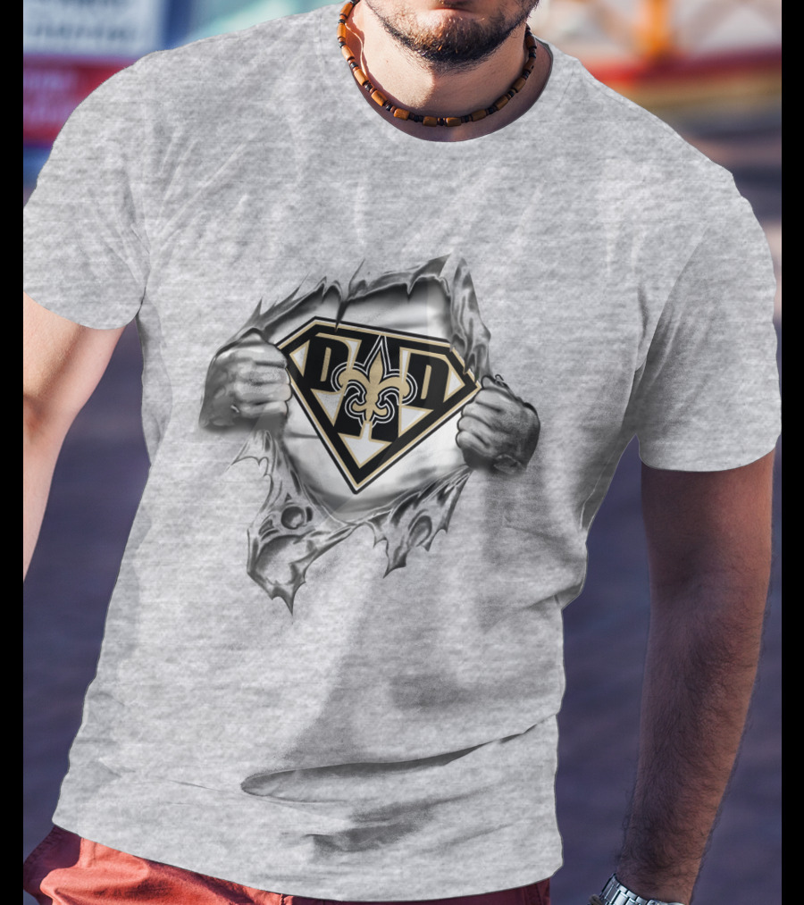 Dad Saints Fleur-De-Lis Superman T-Shirt