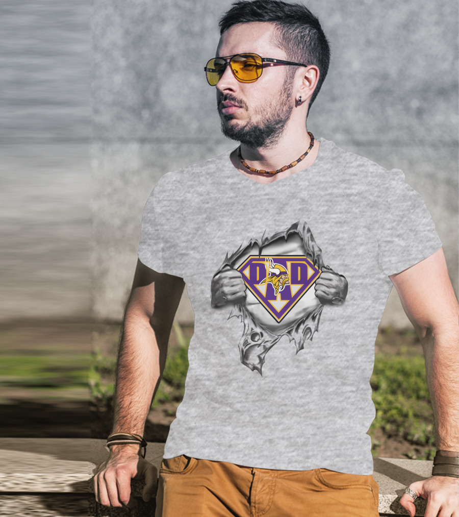 Super Logo Purple And Gold Vikings Hero With Torn T-Shirt