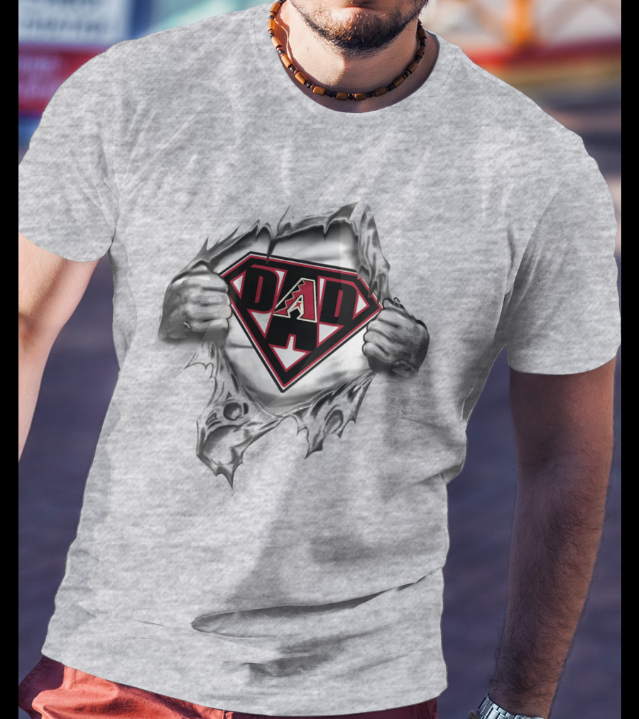 Arizona Diamondbacks Dad Superman Style Logo Rip T-Shirt