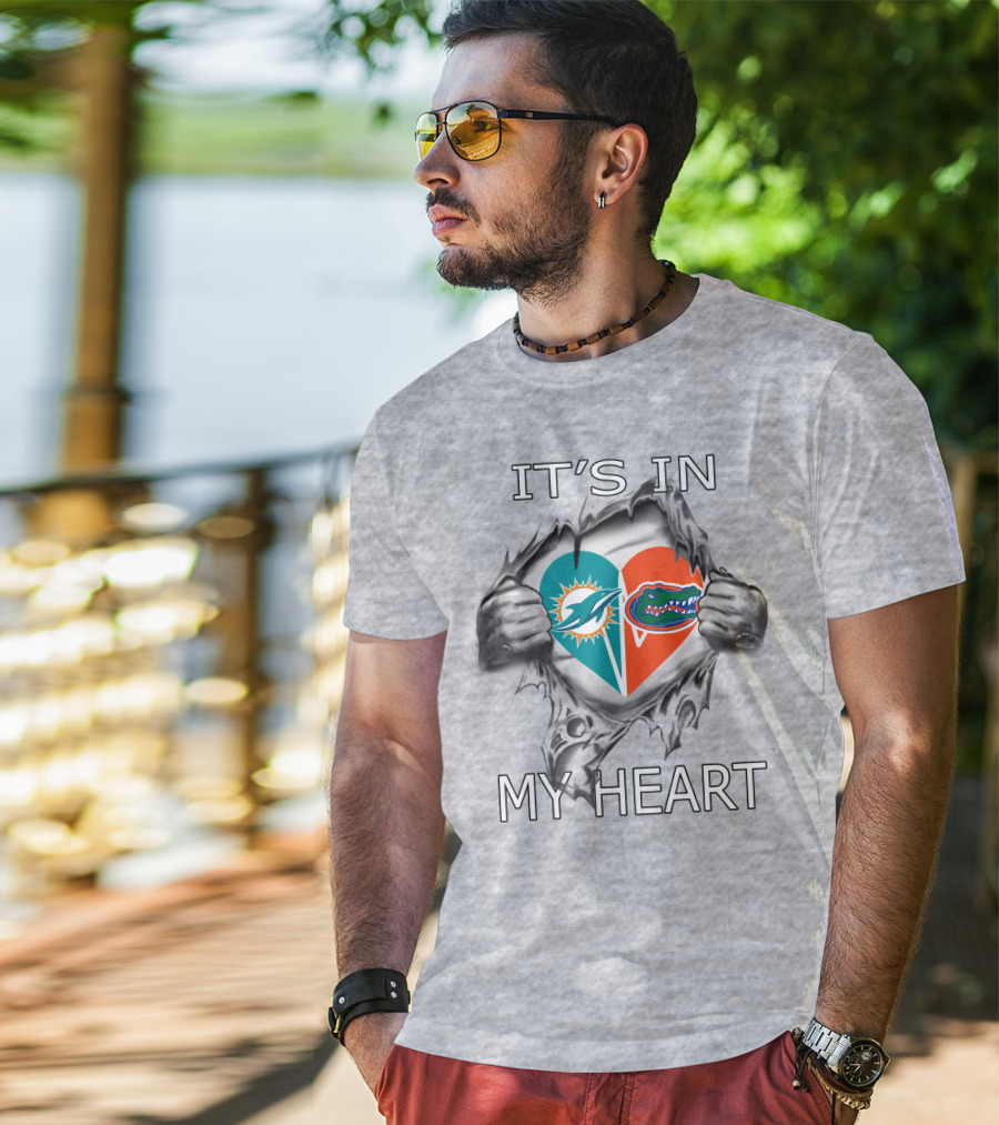 It's In My Heart Dolphins Gators Heart T-Shirt
