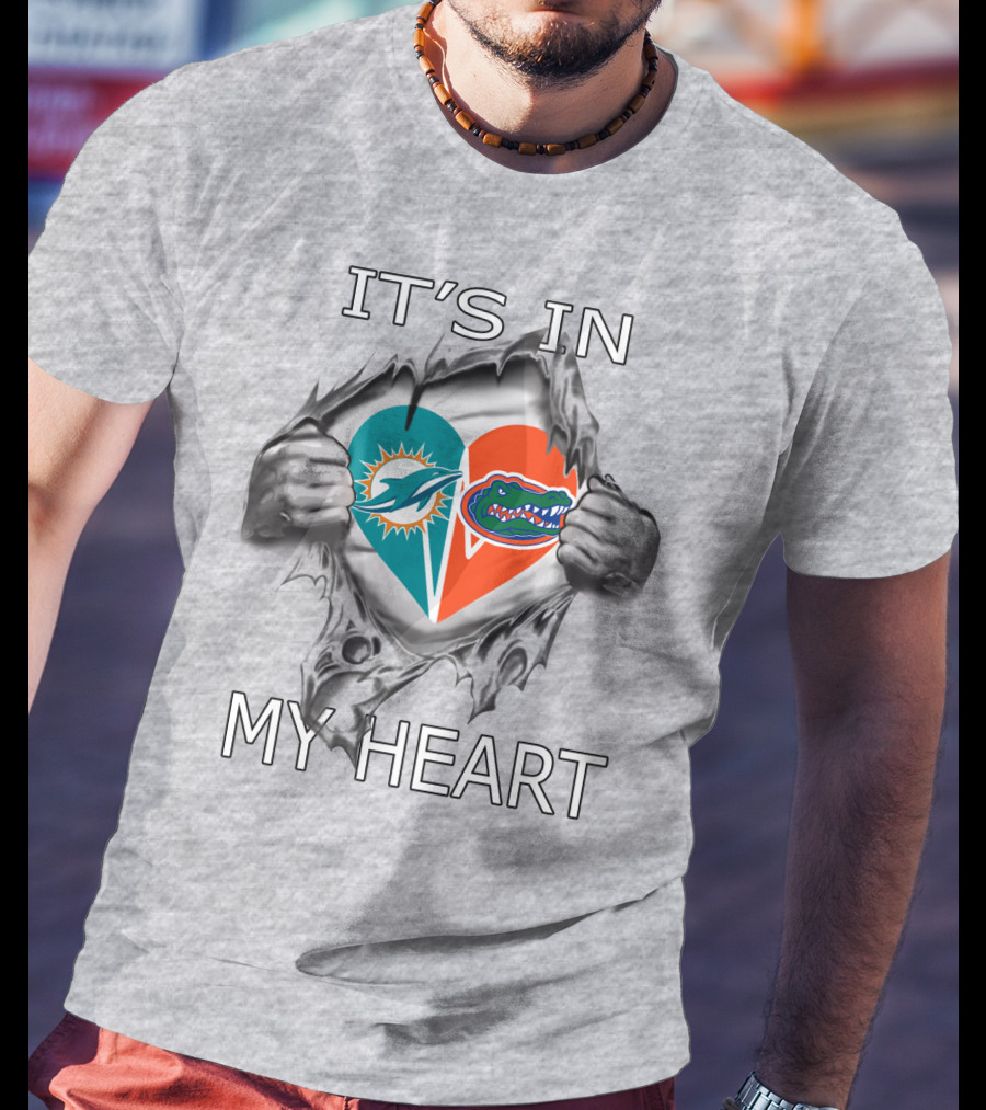 It's In My Heart Dolphins Gators Heart T-Shirt