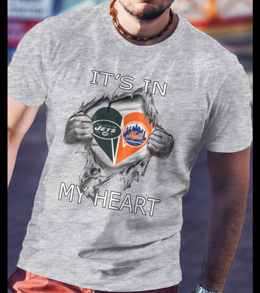 It's In My Heart Jets Mets Heart Logos T-Shirt