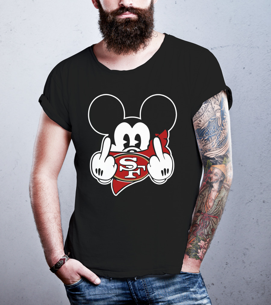 49ers Mickey Sf Logo Middle Finger T-Shirt