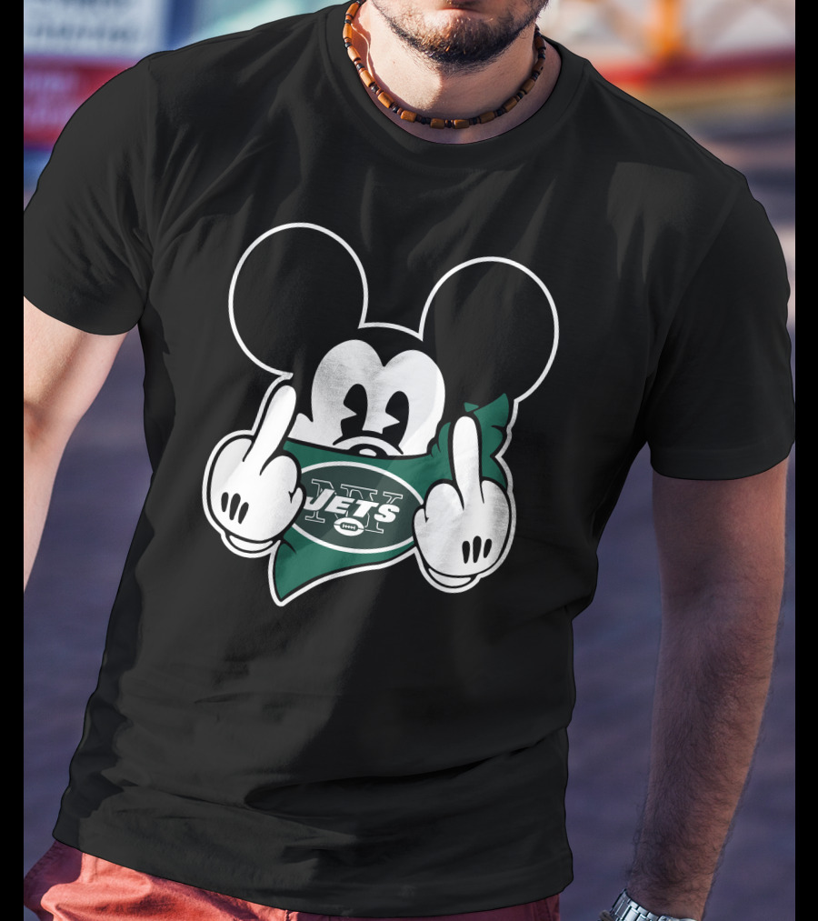 Jets Mickey Mouse Middle Finger T-Shirt