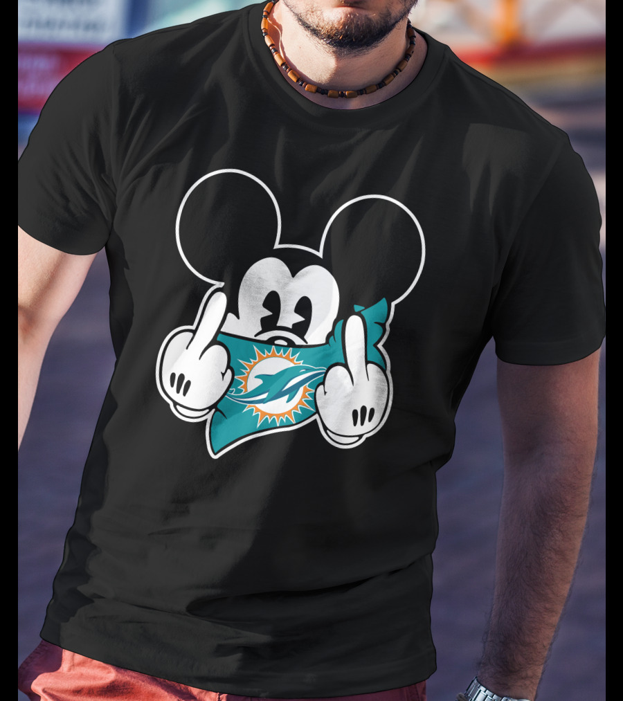 Mickey Mouse Dolphins Fanatic Bold Gesture Soccer Team Spirit Display T-Shirt