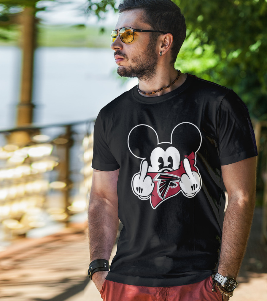 Falcons Mickey Mouse Hands Middle Finger Gesture T-Shirt