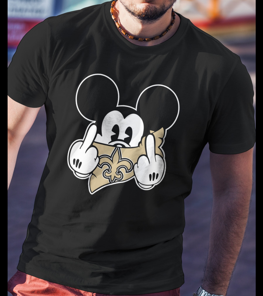 Saints Logo Gesture With Mouse Ears And Fleur-de-lis T-Shirt
