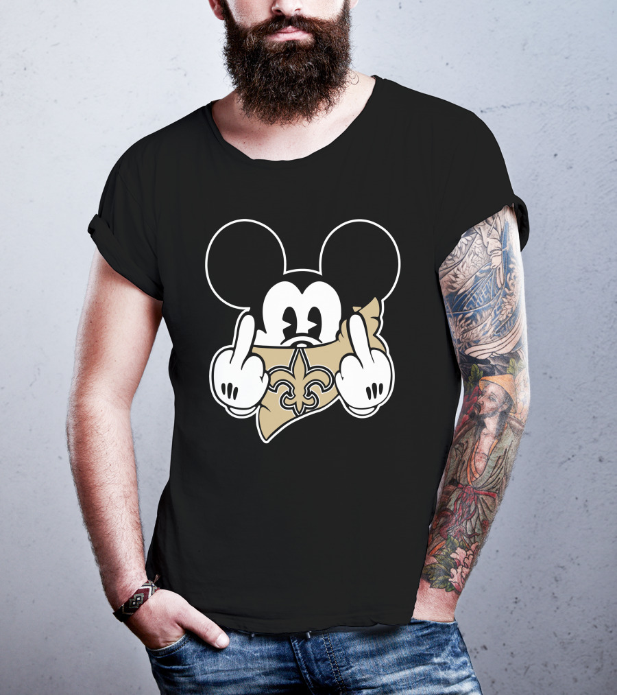 Saints Logo Gesture With Mouse Ears And Fleur-de-lis T-Shirt