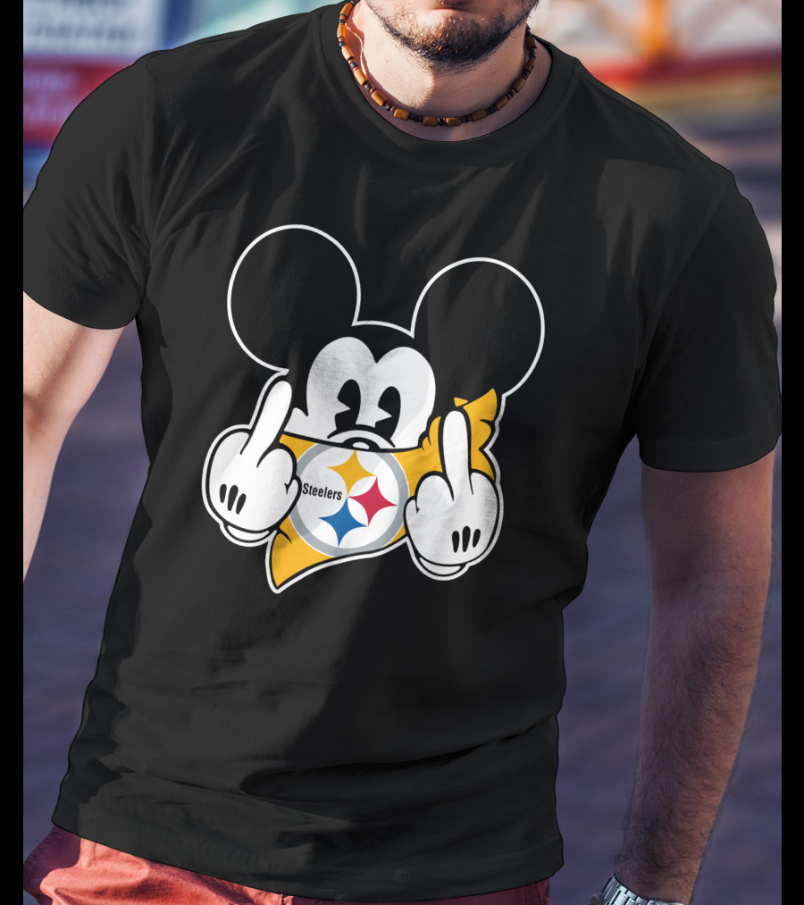 Steelers Logo With Character Giving Middle Finger T-Shirt