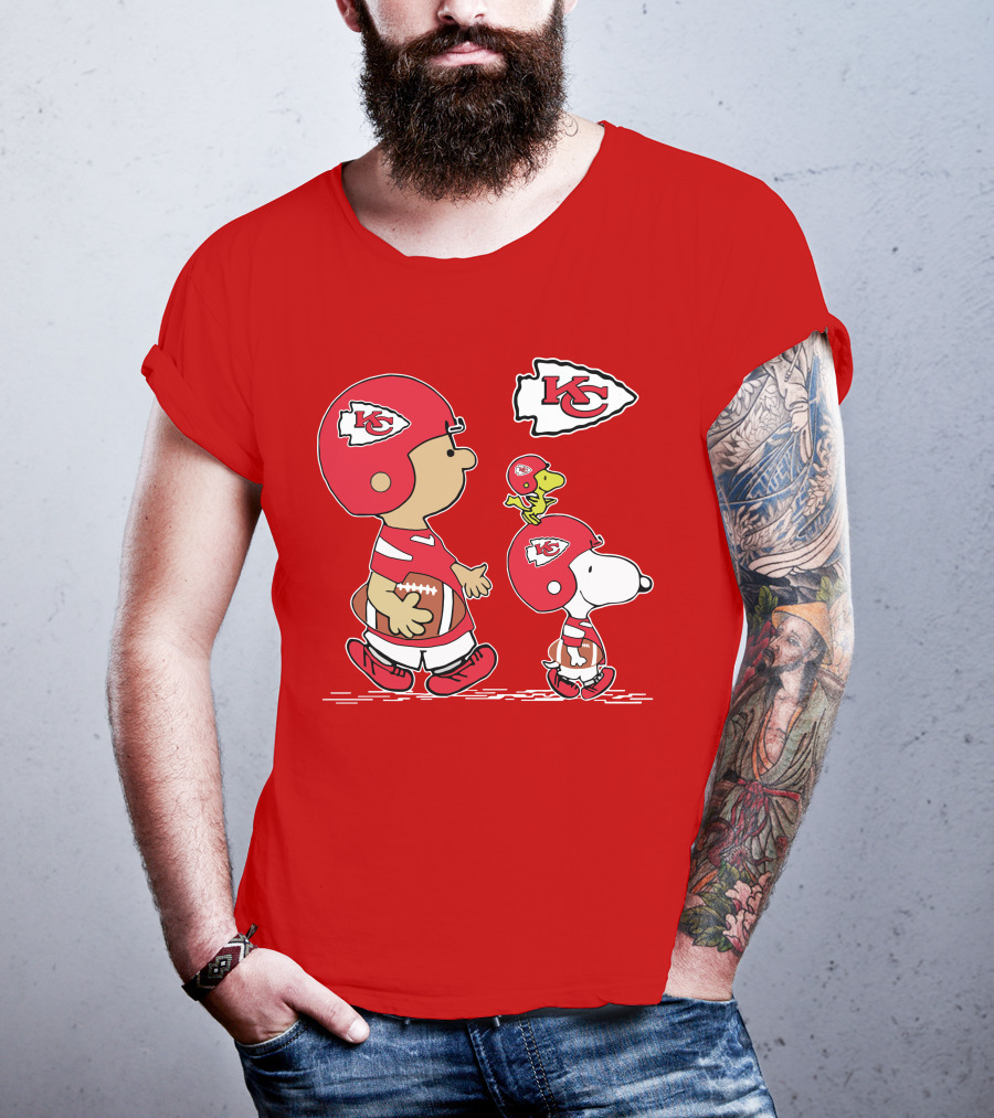 Kansas City Chiefs Snoopy And Woodstock Football Characters T-Shirt
