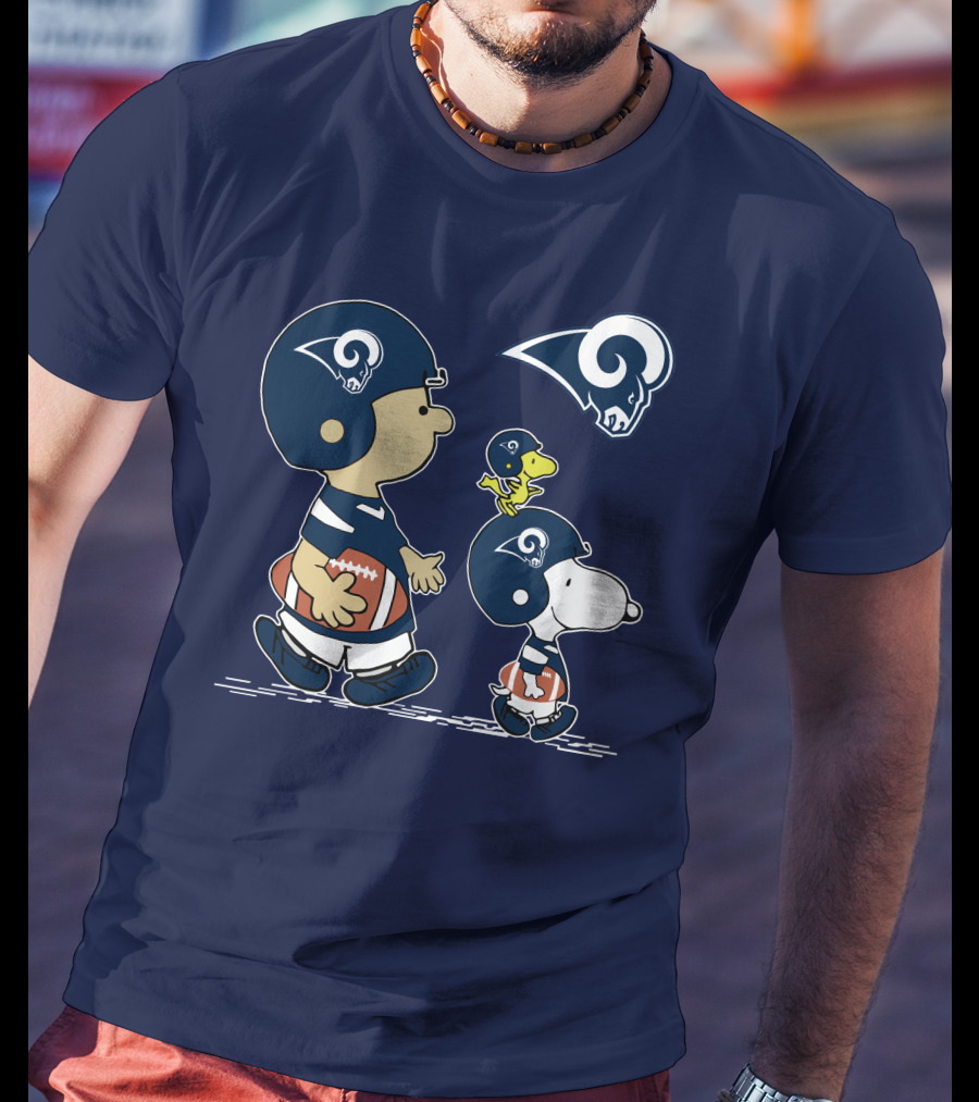 Rams Snoopy Charlie Brown Woodstock Football Helmets T-Shirt