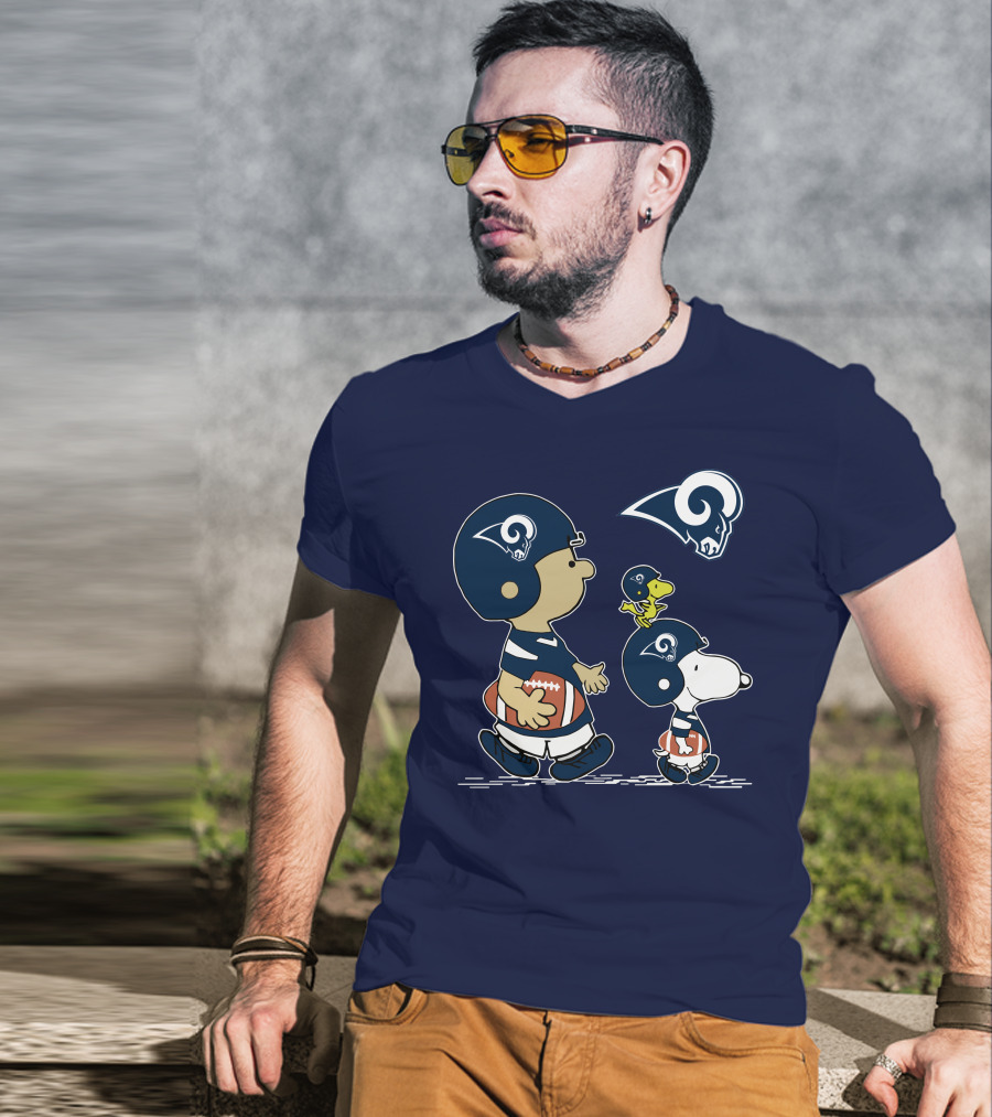 Rams Snoopy Charlie Brown Woodstock Football Helmets T-Shirt