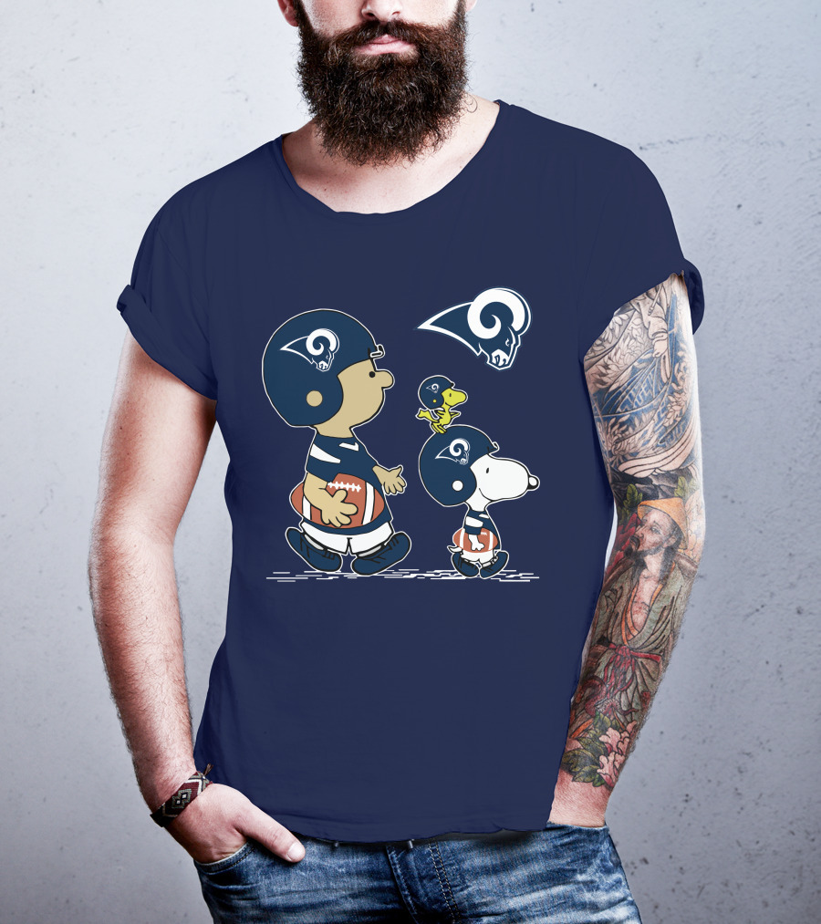 Rams Snoopy Charlie Brown Woodstock Football Helmets T-Shirt