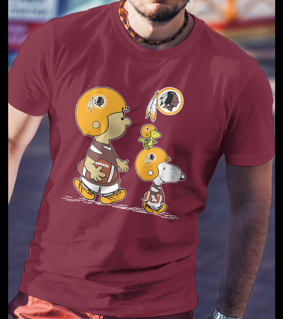 Redskins Snoopy Football Team Helmet Charlie Brown Woodstock T-Shirt