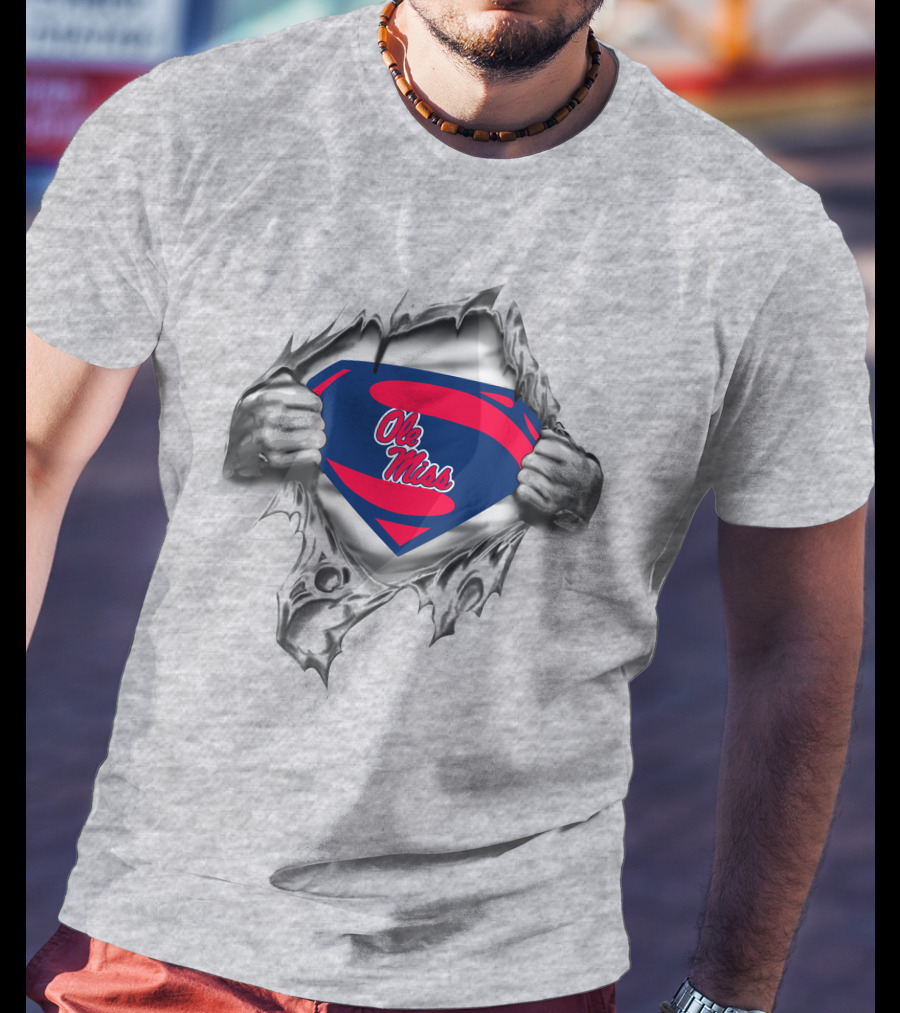 Ole Miss Superman Logo Ripped Chest T-Shirt