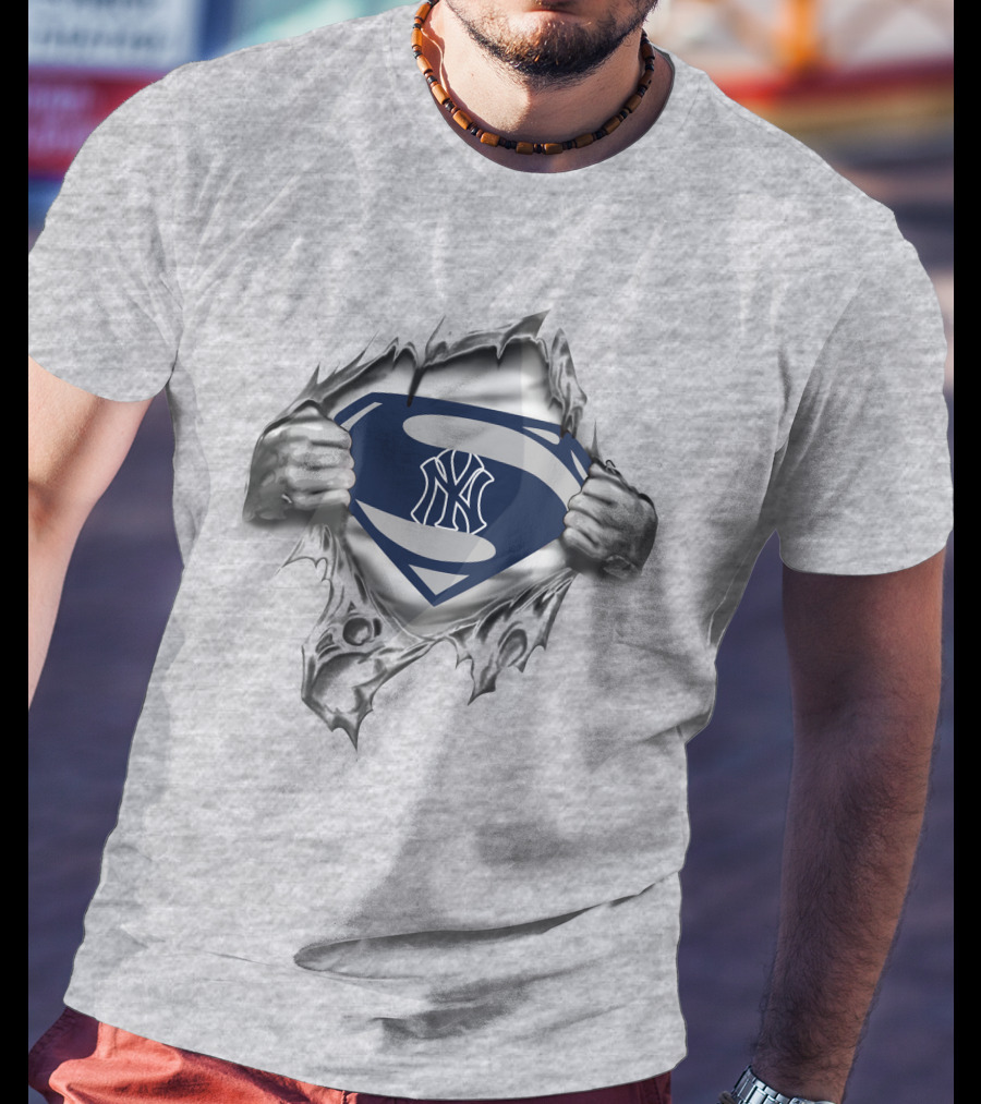 Yankees Superman Logo Ripped Shield Iconic T-Shirt