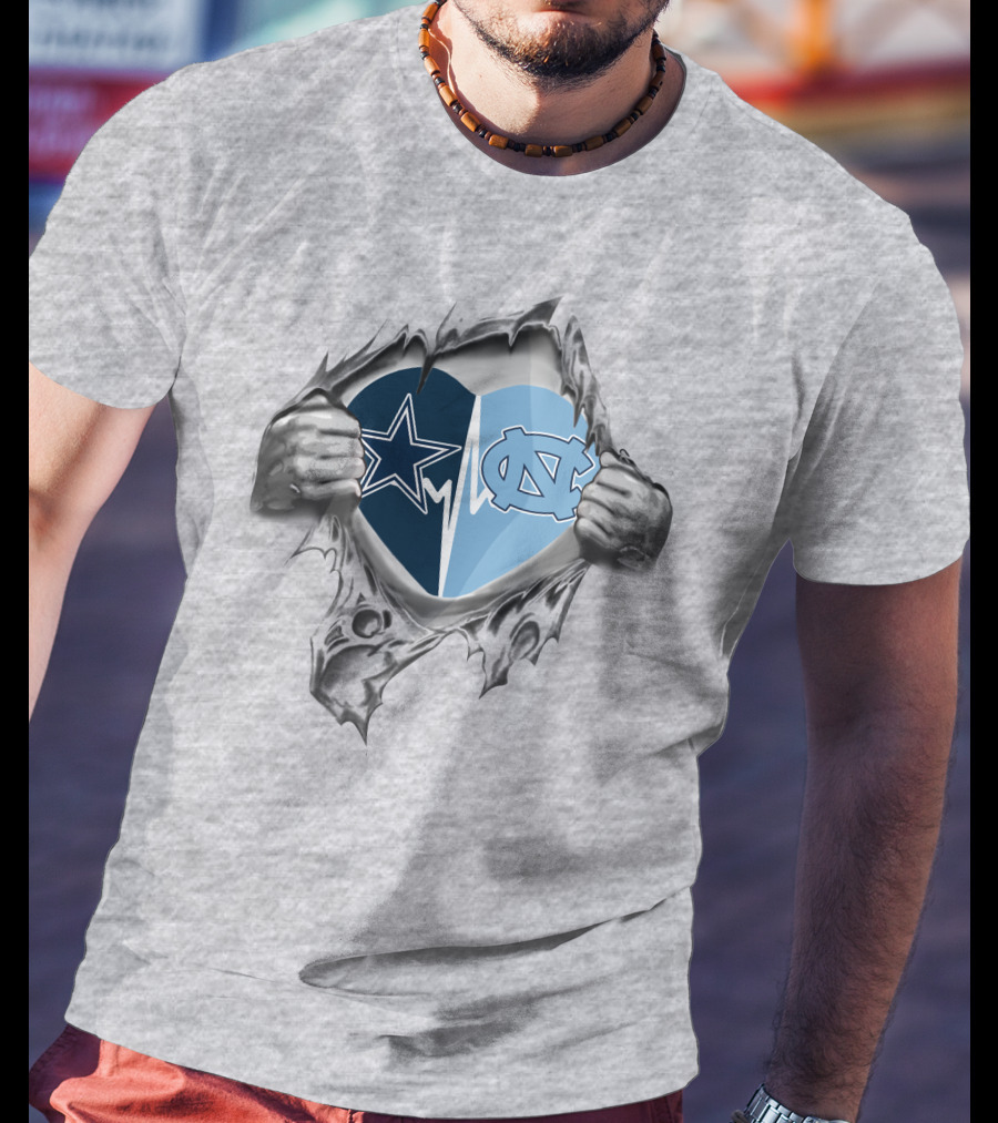 Cowboys Star And Tar Heels Heart In My Heart T-Shirt