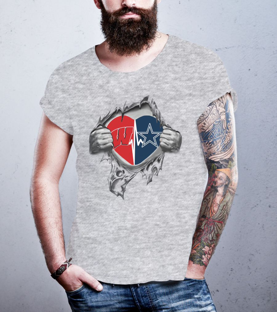 Cowboys Badgers Heart Logo Stars And Badgers United T-Shirt