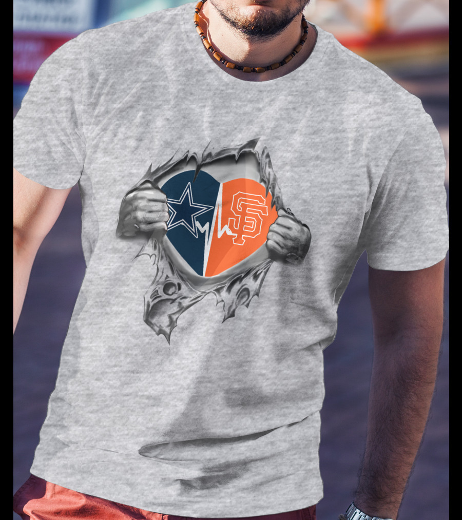 Cowboys Giants Heartbeat Inside Me T-Shirt