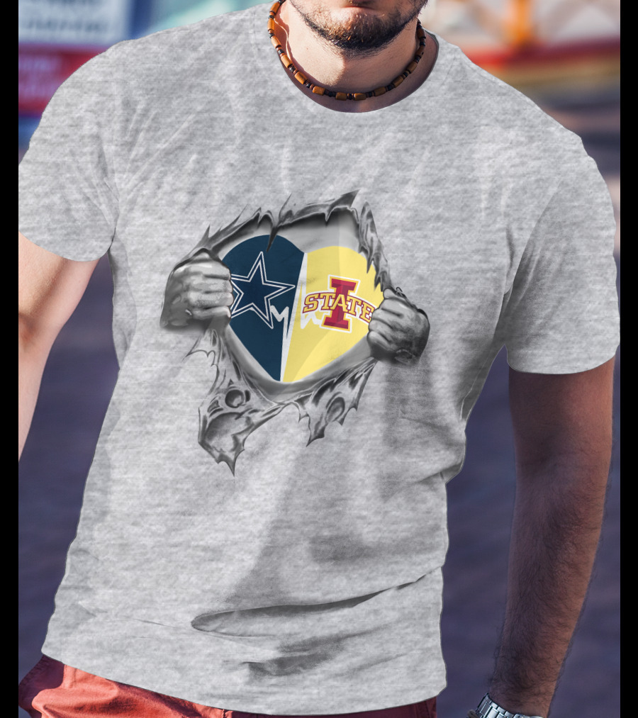 Cowboys And Iowa State Torn Heart T-Shirt