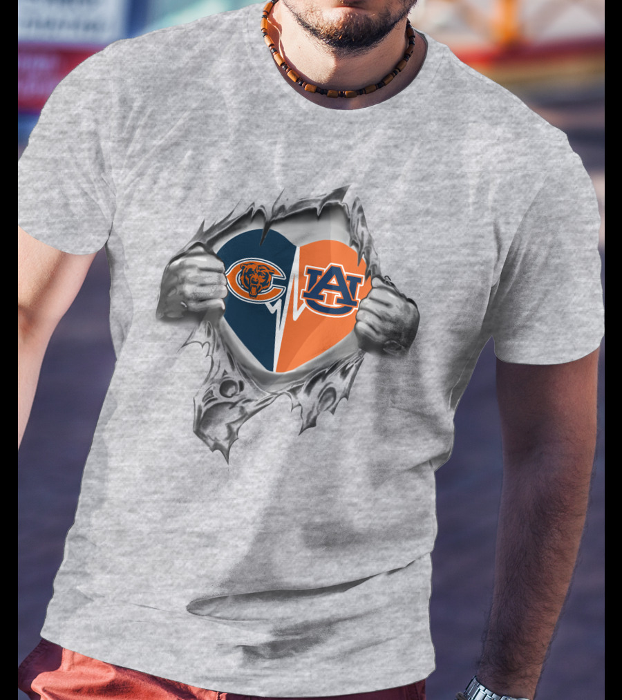 Bears Auburn Heart Chicago Bears Logo Auburn University T-Shirt