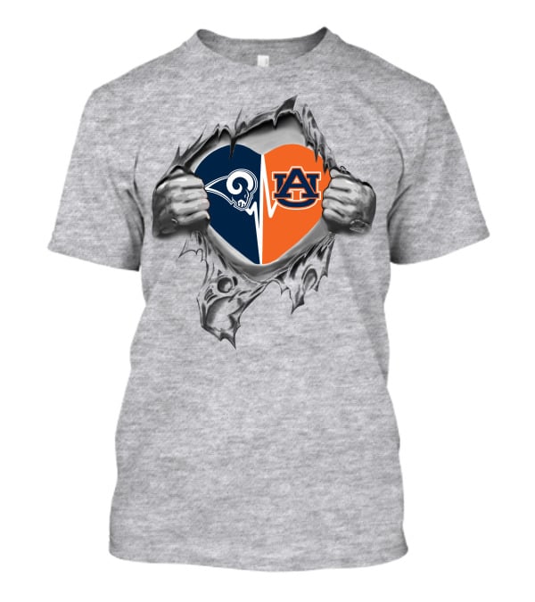 Rams Auburn Heart Tearing Open T-Shirt