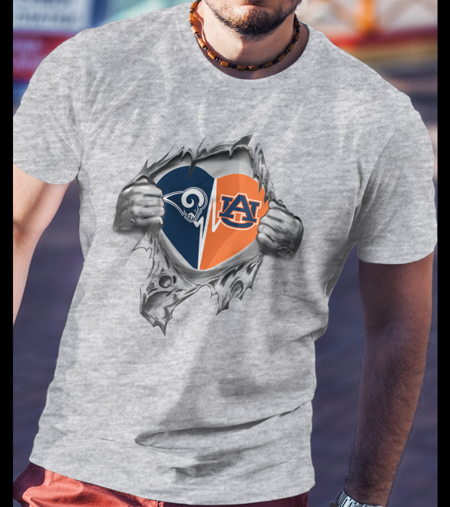 Rams Auburn Heart Tearing Open T-Shirt