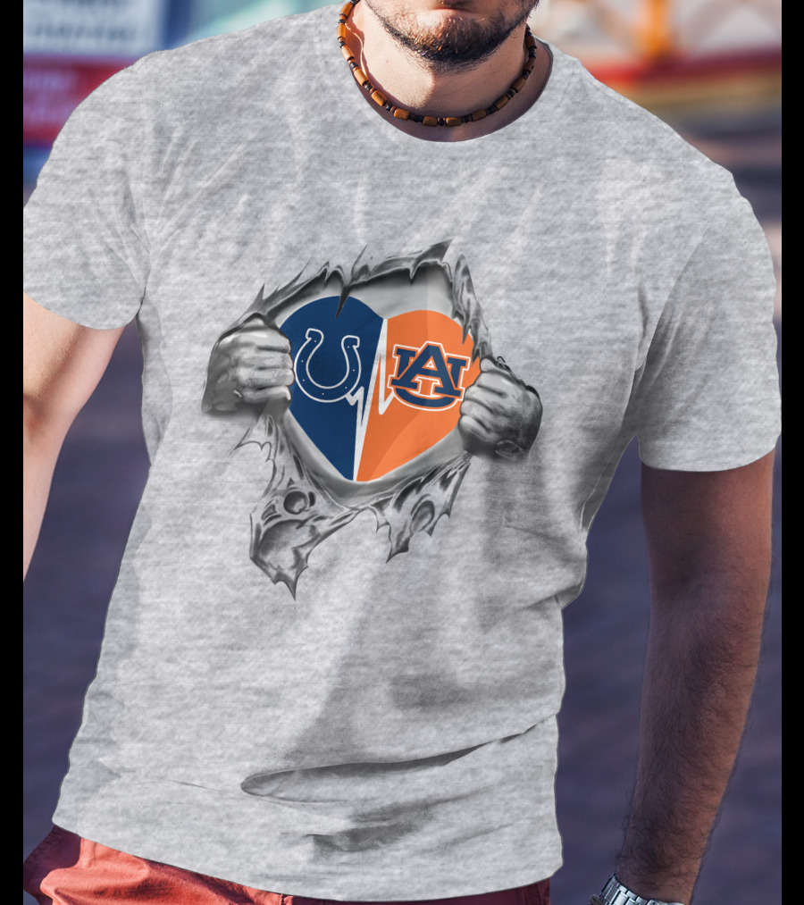 Colts Auburn Heart Ripped T-Shirt