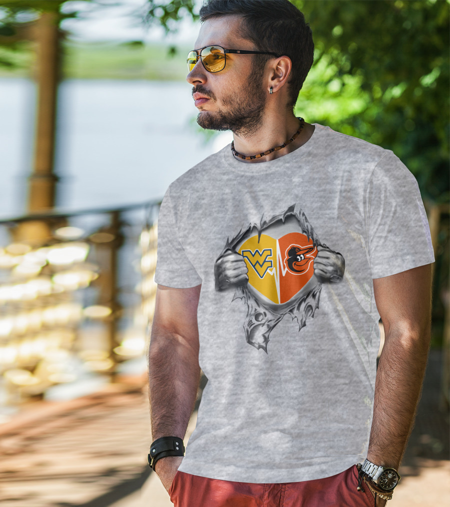 WV Orioles Hidden Heart Logo Mashup T-Shirt