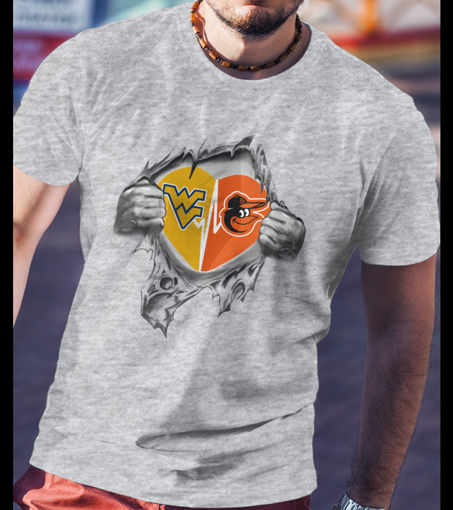 WV Orioles Hidden Heart Logo Mashup T-Shirt
