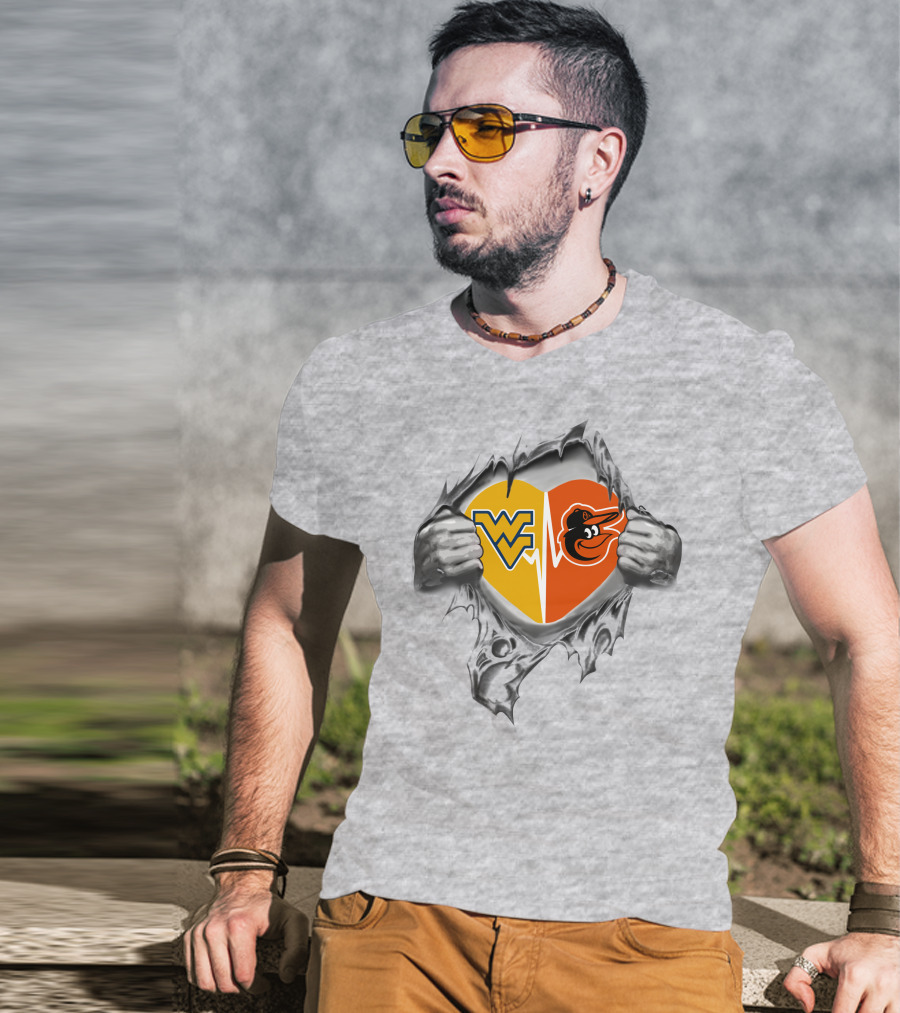 WV Orioles Hidden Heart Logo Mashup T-Shirt