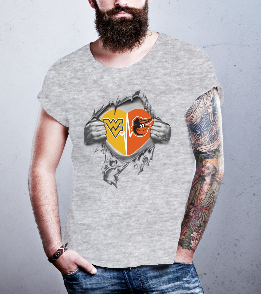 WV Orioles Hidden Heart Logo Mashup T-Shirt