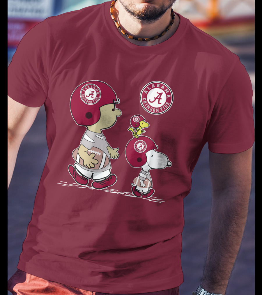 Alabama Crimson Tide Snoopy Peanuts Football Charlie Brown Woodstock T-Shirt