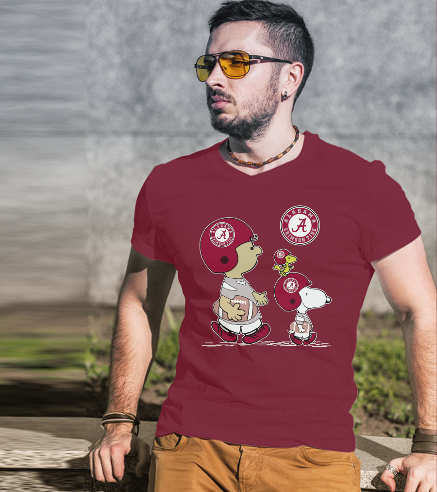 Alabama Crimson Tide Snoopy Peanuts Football Charlie Brown Woodstock T-Shirt