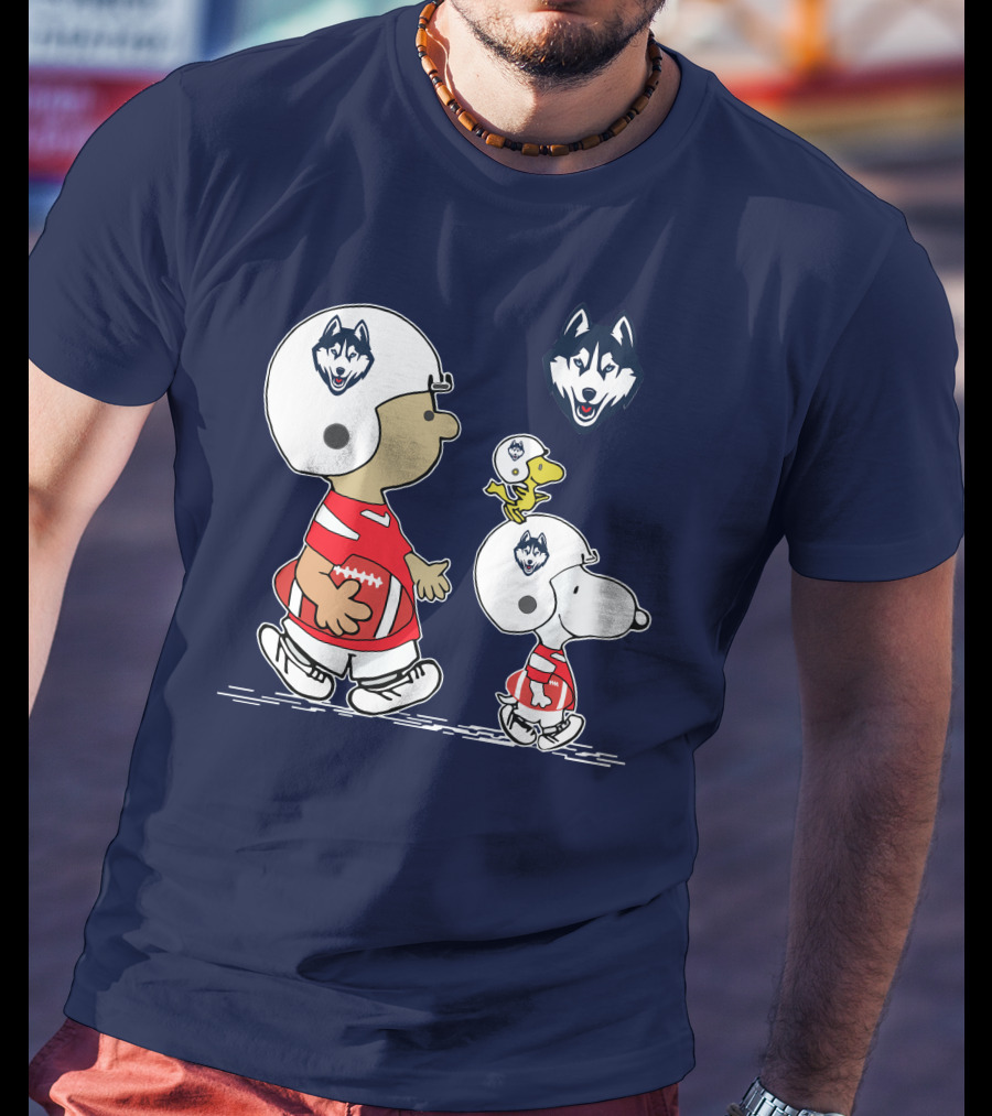 Connecticut Huskies Football Snoopy Woodstock Peanuts T-Shirt