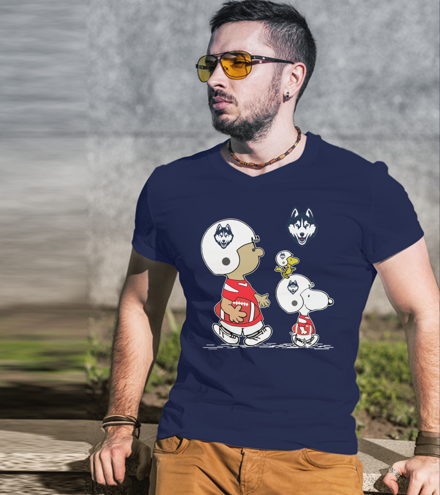 Connecticut Huskies Football Snoopy Woodstock Peanuts T-Shirt