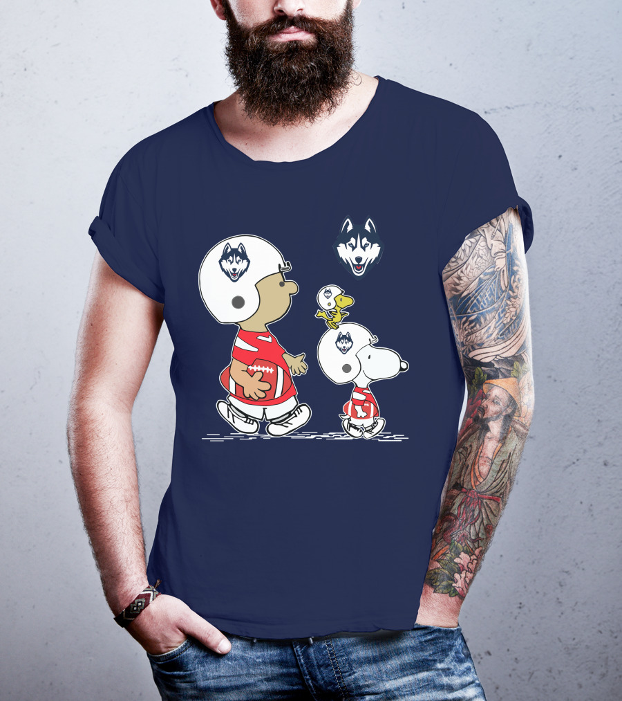Connecticut Huskies Football Snoopy Woodstock Peanuts T-Shirt